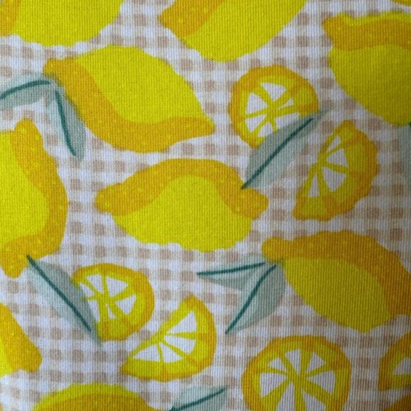 Lands’ End V-Neck Gathered Faux-Wrap Dress In Yellow Lemon Check Size Medium - Picture 6 of 9